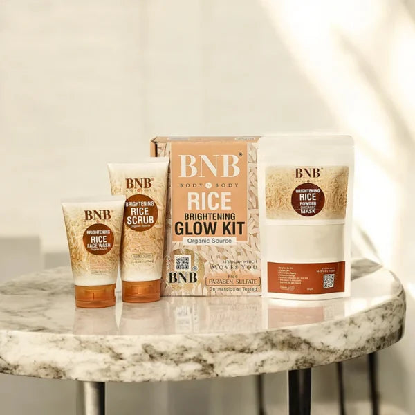 3in 1  Bnb-rice Extract Brightening Skincare Kit | Face Wash, Scrub & Mask