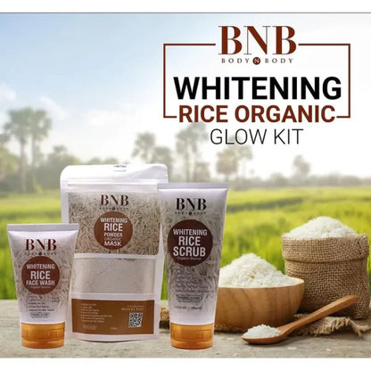 3in 1  Bnb-rice Extract Brightening Skincare Kit | Face Wash, Scrub & Mask